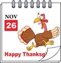 Cartoon Calendar Page With Cartoon Turkey Escape