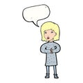 cartoon calm woman with speech bubble