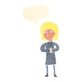 cartoon calm woman with speech bubble