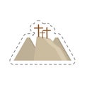 cartoon calvary hill three crosses Royalty Free Stock Photo