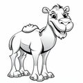 Cartoon Camel Coloring Page - Light White And Dark Silver Style Royalty Free Stock Photo