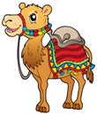 Cartoon camel with saddlery Royalty Free Stock Photo