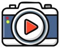 Cartoon Camera Icon with Play Button Video Concept and Light Indicator Creative Illustration Royalty Free Stock Photo