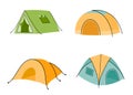 Cartoon camping tents for outdoor activities trekking hiking