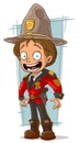 Cartoon canadian ranger in red uniform
