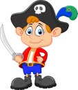 Cartoon captain pirate holding a sword