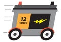 Cartoon Car Battery on Wheels