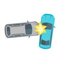 Cartoon Car Crash Road Accident. Vector Royalty Free Stock Photo