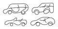 Cartoon car hand drawn with one line, doodle car line icon. Transport symbol. Royalty Free Stock Photo