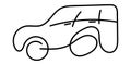 Cartoon car hand drawn with one line, doodle car line icon. Transport symbol. Royalty Free Stock Photo