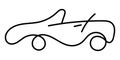 Cartoon car hand drawn with one line, doodle car line icon. Transport symbol. Royalty Free Stock Photo