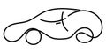 Cartoon car hand drawn with one line, doodle car line icon. Transport symbol. Royalty Free Stock Photo