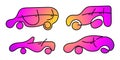 Cartoon car hand drawn with one line, doodle car gradient icon. Transport symbol. Royalty Free Stock Photo