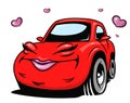 Cartoon car with hearts Royalty Free Stock Photo