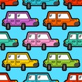 Cartoon car pattern seamless. machine Childrens style background Royalty Free Stock Photo