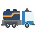 Cartoon car tanker truck. Vector illustration on a white background Royalty Free Stock Photo