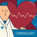 Cartoon cardiologist doctor, vector illustration