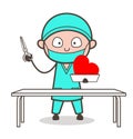 Cartoon Cardiologist Ready for Heart Surgery Vector