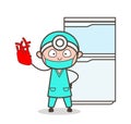 Cartoon Cardiologist Showing a Human Heart Vector