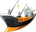 Cartoon cargo ship