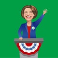 Cartoon caricature of Democratic candidate Amy Klobuchar, campaigning for United States President