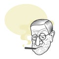 Cartoon caricature portrait of Sigmund Freud