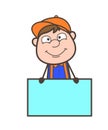 Cartoon Carpenter with Ad Board Vector Royalty Free Stock Photo