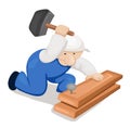 Cartoon carpenter with hammer