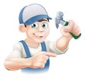 Cartoon Carpenter Pointing