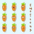 Cartoon carrot cute character face sticker.