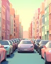 Cartoon cars in a futuristic town illustration - Pop colors comics design - Generative AI