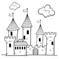 Cartoon castles for colouring book isolated