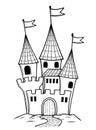 Cartoon castles for colouring book isolated