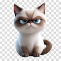 Cartoon cat with angry expression on a white background. Grumpy style Royalty Free Stock Photo