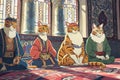 cartoon Cat as turkish sultan whisker mania Generative AI