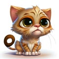 a cartoon cat with big eyes sitting down and staring at something with a sad look on its face Royalty Free Stock Photo