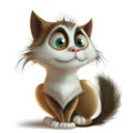 a cartoon cat with big eyes sitting down and staring at something with a surprised look on its face and eyes wide open