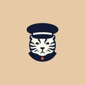 Minimalistic Logo Of A Sympathetic Tiger With A Beret