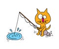 Cartoon cat character fisherman Royalty Free Stock Photo