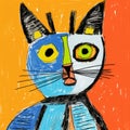 Picasso-inspired Persian Cat: Vibrant Pop Art Illustration