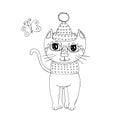 Cartoon cat for coloring book or pages Royalty Free Stock Photo