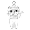 Cartoon cat for coloring book or pages Royalty Free Stock Photo