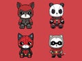 Cartoon Cat in Deadpool Suit