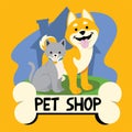 Cartoon cat and dog for pet shop business Royalty Free Stock Photo