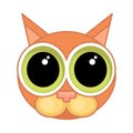 Cartoon cat face icon. Emotional icon, guilt, apology.
