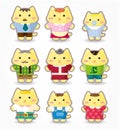 Cartoon cat family icon set Royalty Free Stock Photo