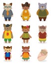 Cartoon cat family icon set Royalty Free Stock Photo