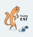 Cartoon Cat Footwear Spoils Royalty Free Stock Photo