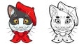 Cartoon cat frenchie, illustrated logo