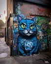 Cartoon Cat Graffiti - Mischievous Feline with Sly Grin, Illustration